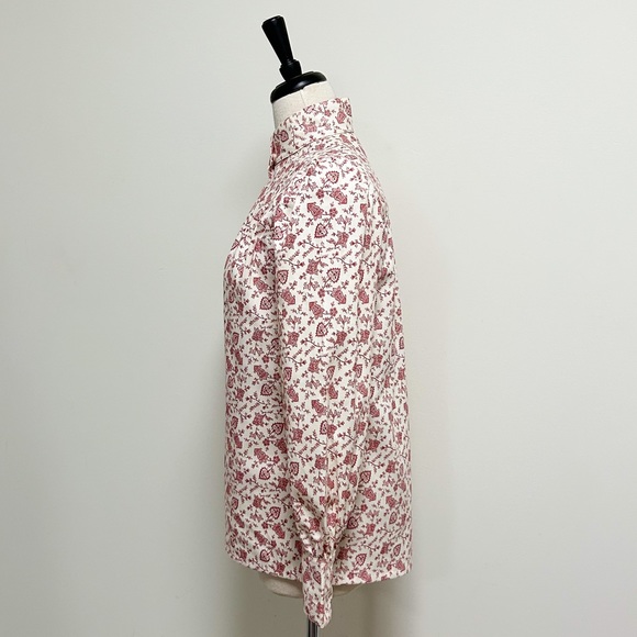 Frontier Classics Ivory Red Puff Sleeve Button Up Western Prairie Blouse Medium - Picture 6 of 14
